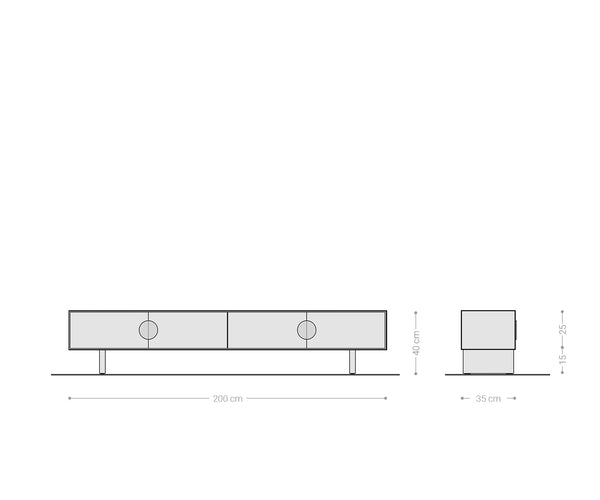 TV Stand Surimu 200cm Acacia Wood Brown 4 Doors Cork Handle