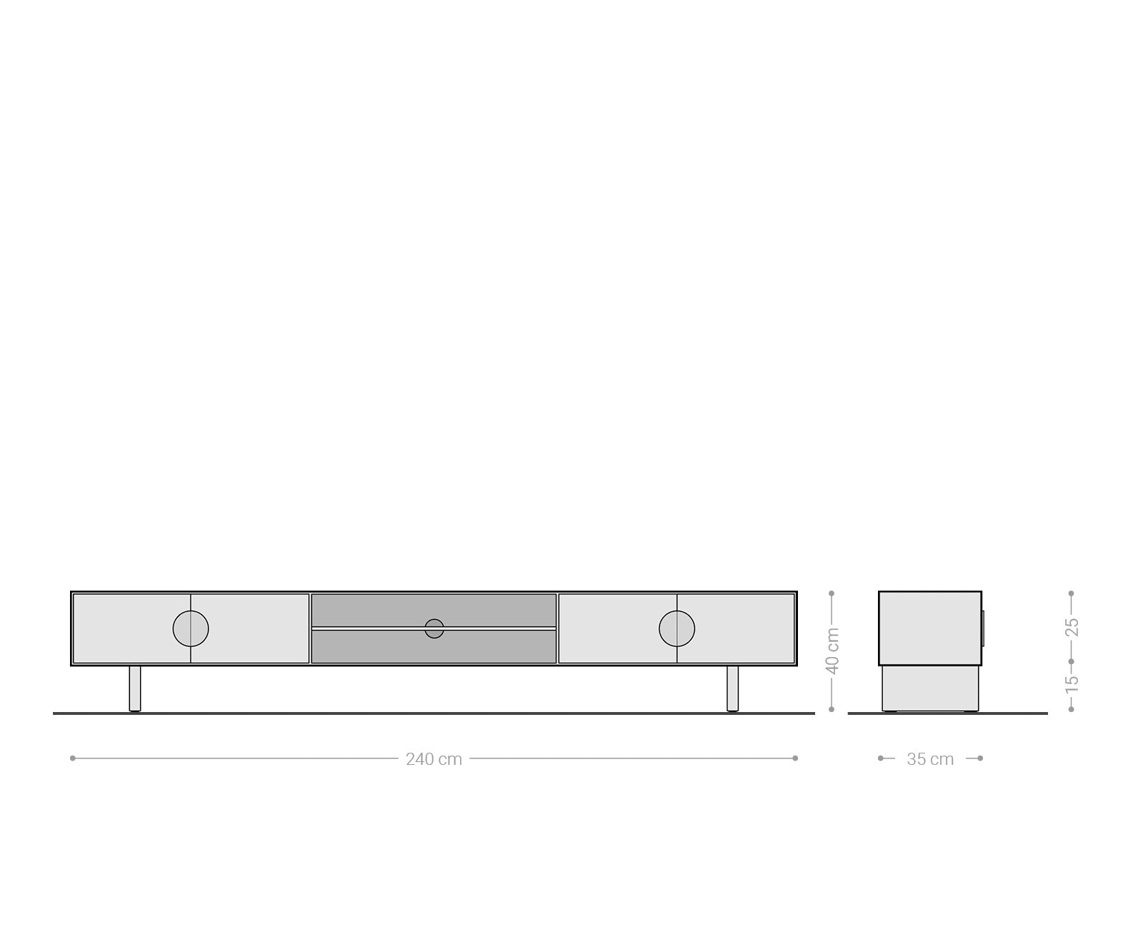 TV Stand Surimu 240cm Acacia Wood Brown 4 Doors 2 Compartments Cork Handle