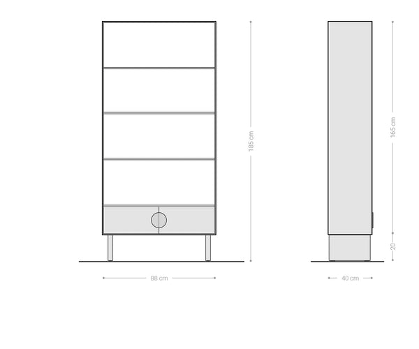 Shelf Surimu 90x185cm Acacia Wood Brown 2 Doors 4 Compartments