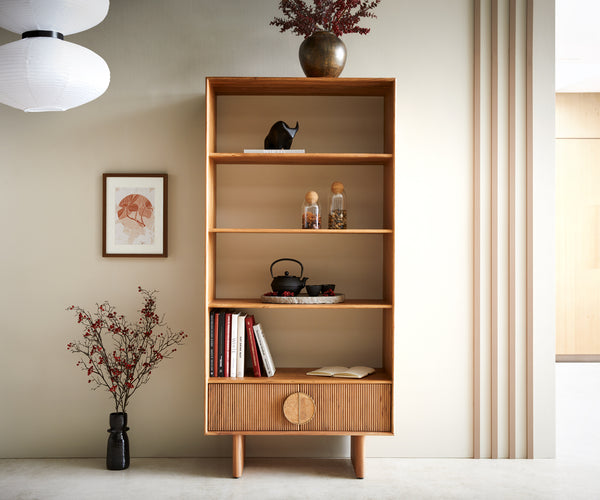 Shelf Surimu 90x185cm Acacia Wood Brown 2 Doors 4 Compartments