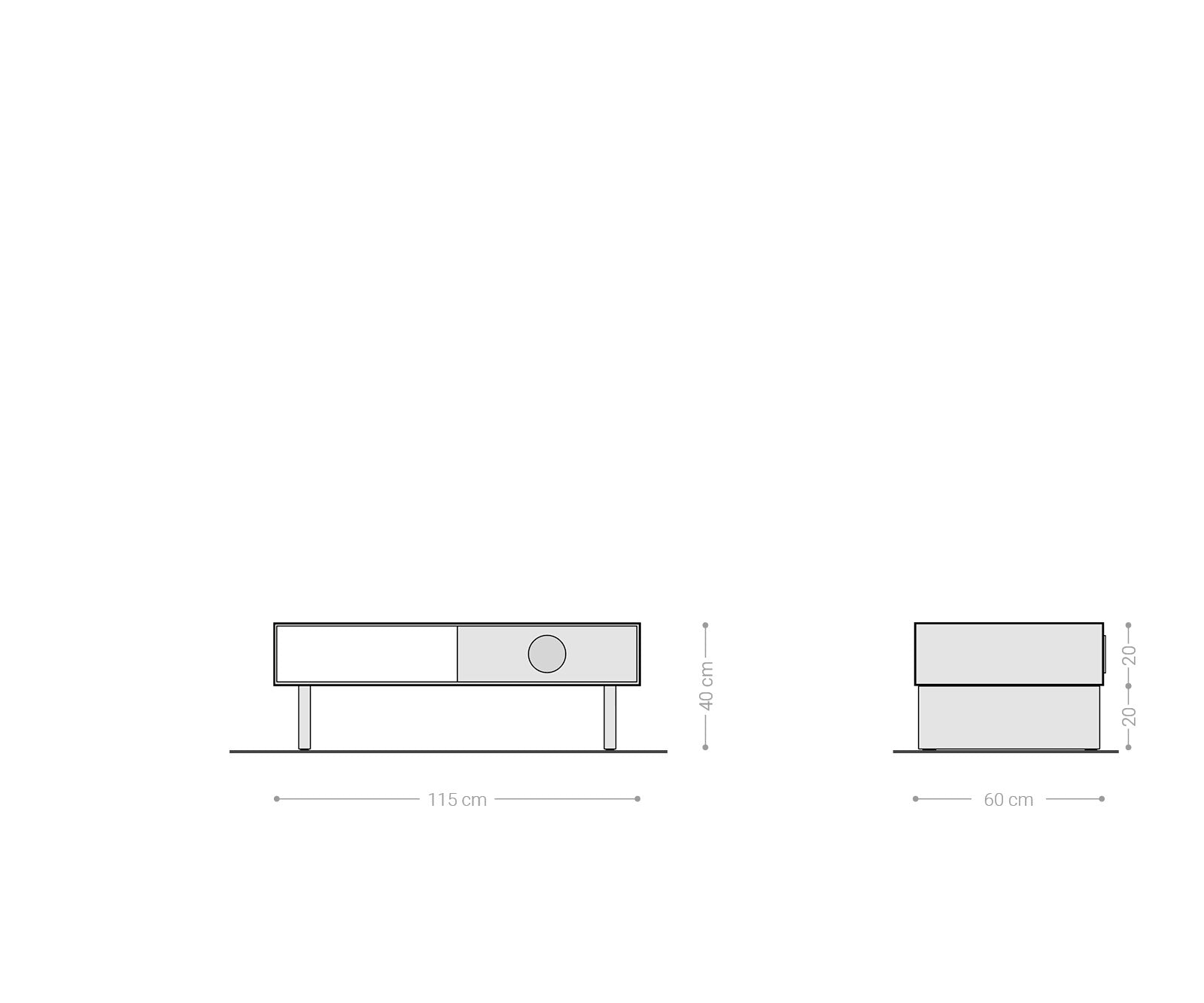 Coffe Table Surimu 115x60cm Acacia Wood Brown 2 Drawers Cork Handle