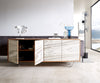 Sideboard Kleo 175cm Acacia Wood Natural 4 Doors V-Foot Stainless Steel