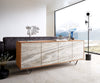 Sideboard Kleo 175cm Acacia Wood Natural 4 Doors V-Foot Stainless Steel