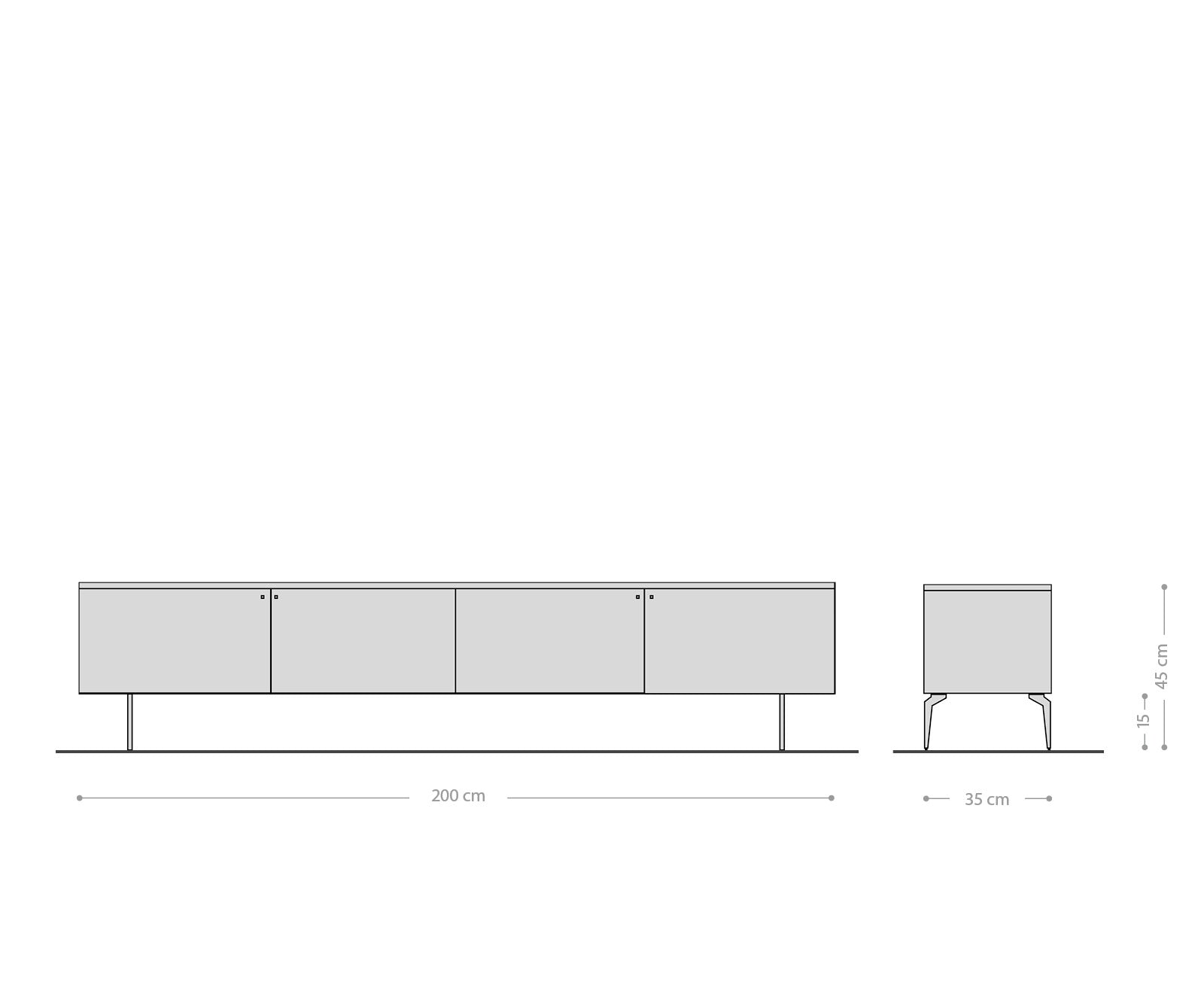 TV Stand Bahan 200 cm 4 Doors Mango Wood Teak Steel Foot Marble Top