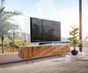 TV Stand Bahan 175 cm Mango Wood Teak Steel Foot Marble Top