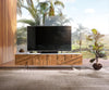 TV Stand Bahan 175 cm Centre Drawers Mango Wood Teak Steel Foot Marble Top