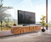 TV Stand Bahan 175 cm Centre Drawers Mango Wood Teak Steel Foot Marble Top