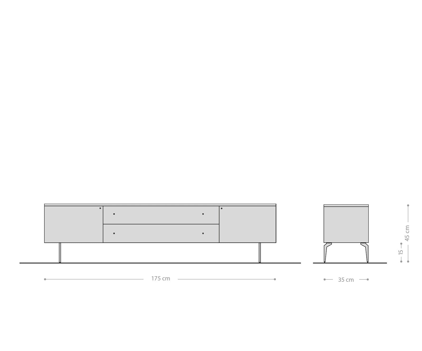 TV Stand Bahan 175 cm Centre Drawers Mango Wood Teak Steel Foot Marble Top