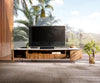 TV Stand Bahan 220 cm 2 Doors Mango Wood Teak Steel Foot Marble Top