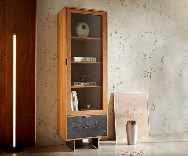 Display Cabinet Teele 60X180 cm Acacia Wood Natural