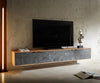 Floating TV Stand Teele 200-240 cm Acacia Wood Natural And Slate 4 Doors