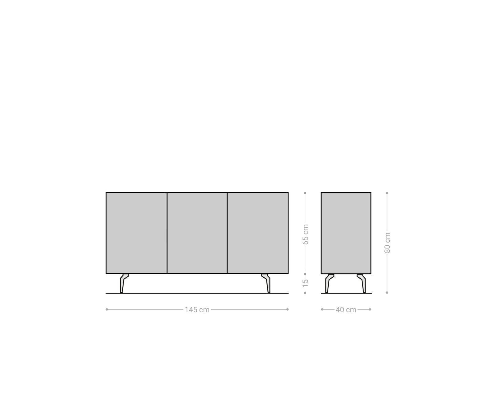 Sideboard Puzzle 145cm Acacia Wood Natural 3 Doors Angle Base Stainless Steel