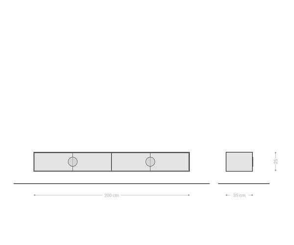 Floating TV Stand Surimu 200cm Acacia Wood Brown 4 Doors Cork Handle