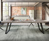 Dining Table Olympus Live Edge Acacia Wood Platinum Slanted Frame Black 180-300cm