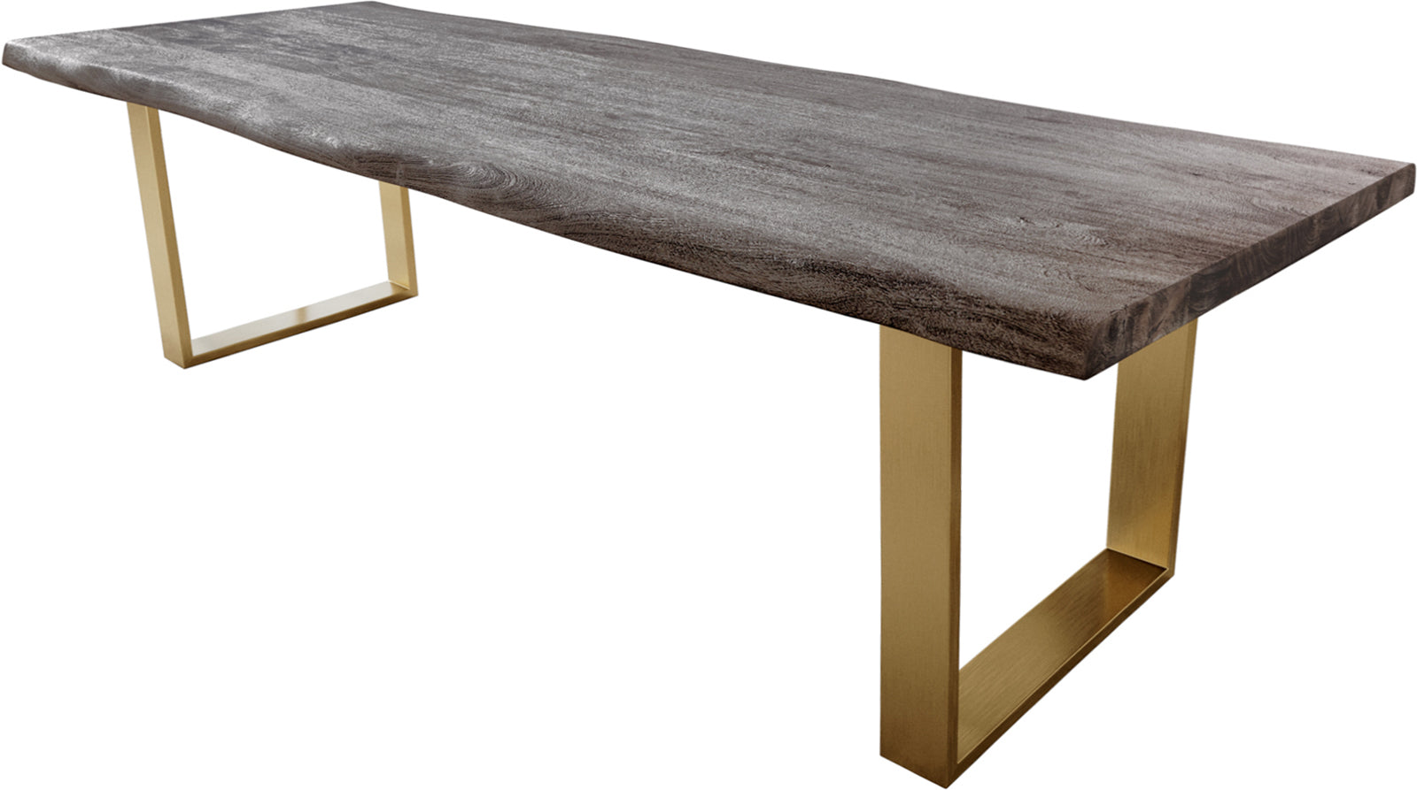 Dining Table Olympus Live Edge Acacia Wood Platinum Square Frame Slim Gold 260cm