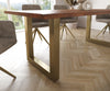 Dining Table Olympus Live Edge Acacia Wood Brown Square Frame Gold 200cm