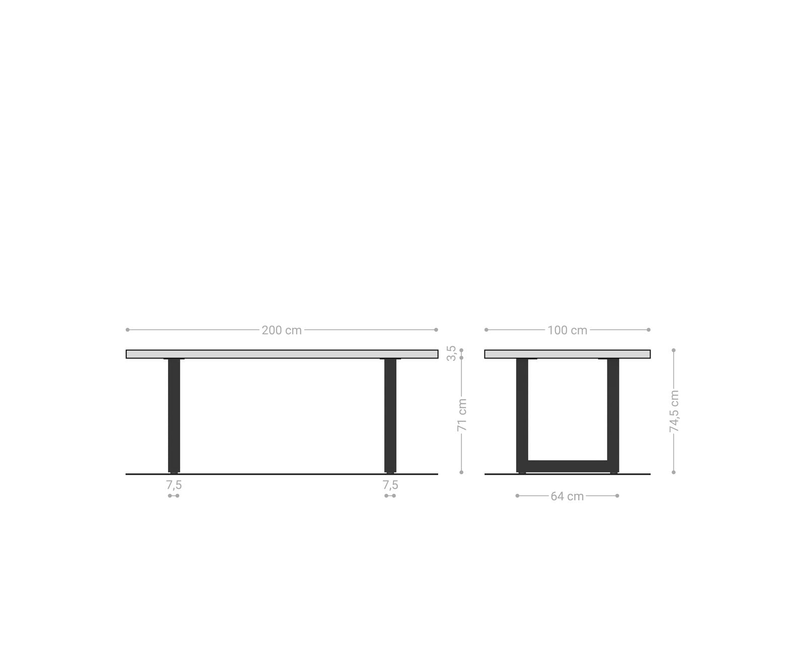 Dining Table Olympus Live Edge Acacia Wood Brown Square Frame Gold 200cm