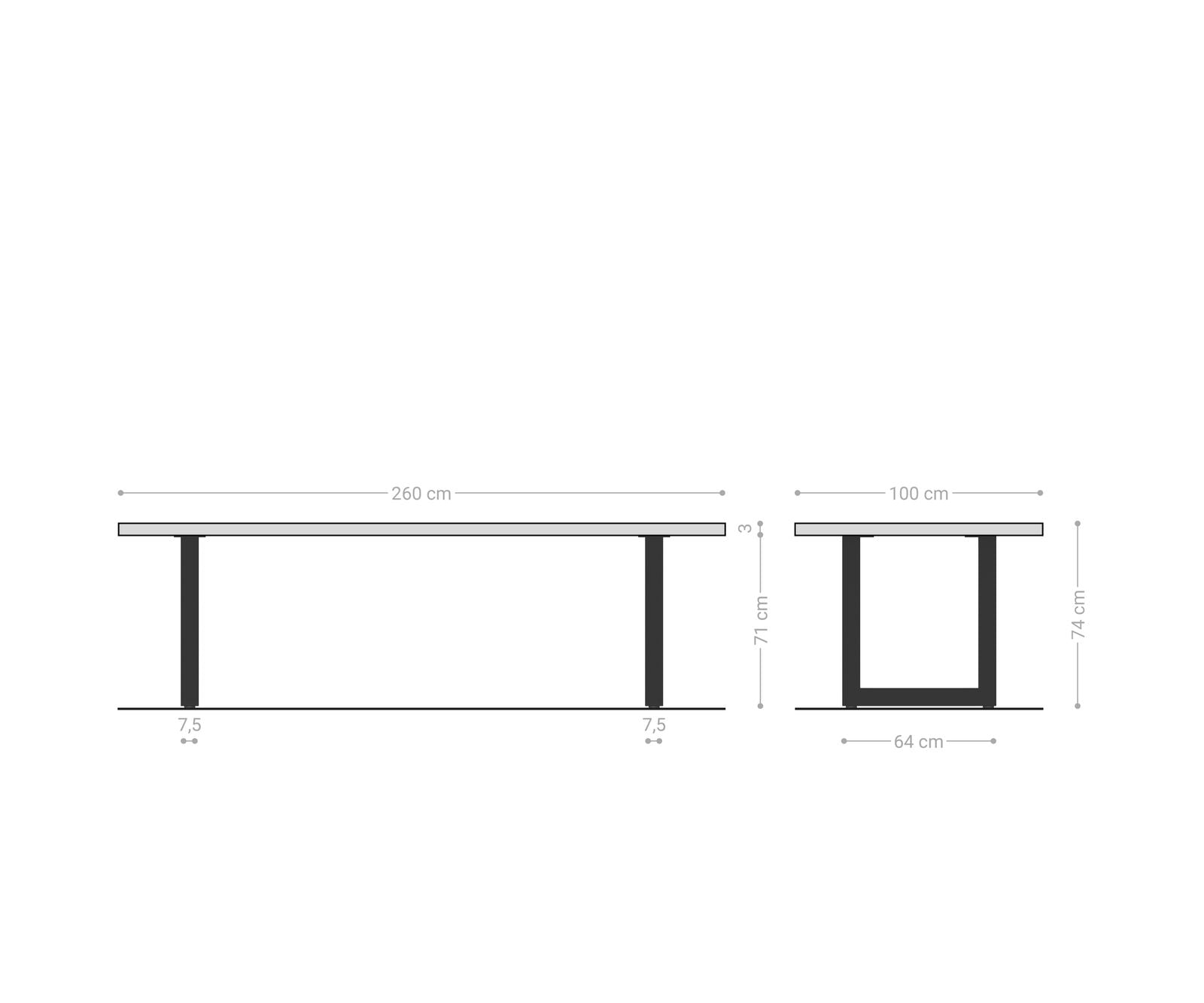 Dining Table Olympus Live Edge Acacia Wood Platinum Square Frame Gold 260cm