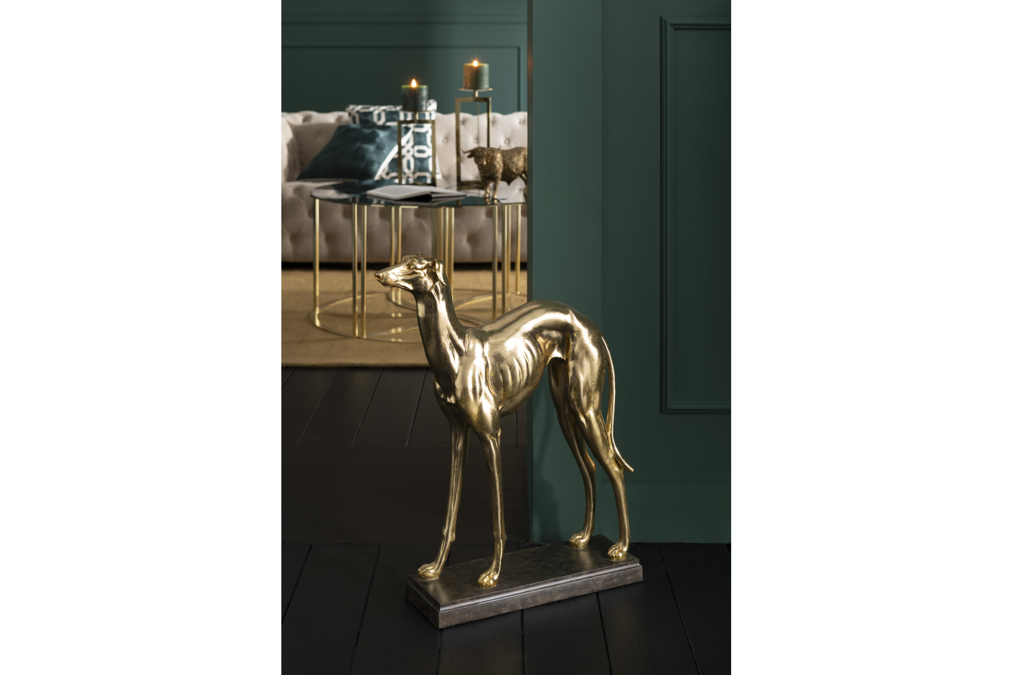 Decorative Statue Greyhound 50cm Gold