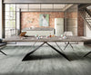 Dining Table Olympus Live Edge Acacia Wood Platinum V-Frame Black 180-300cm