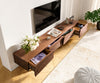 TV Stand Wyatt 220 cm Acacia Wood Brown V-Leg