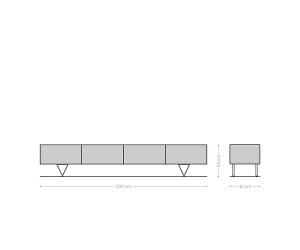 TV Stand Wyatt 220 cm Acacia Wood Brown V-Leg