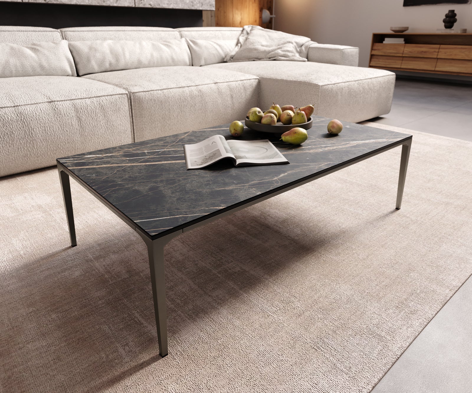 Rectangle Coffee Table Aurora Ceramic 110X60 cm Brown