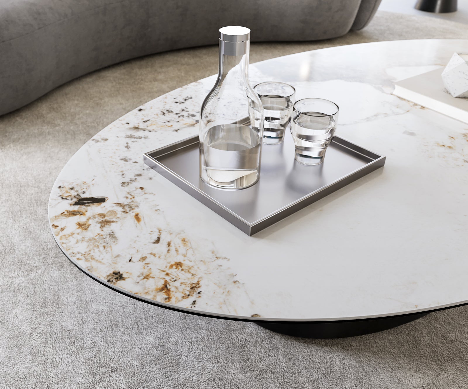 Coffee Table Aurora Oval Ceramic 150X90 cm Beige