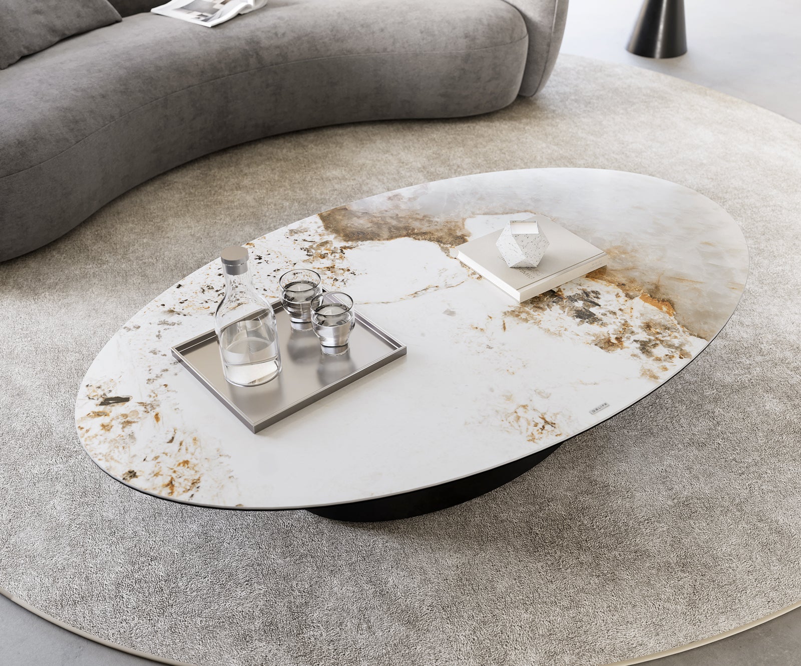 Coffee Table Aurora Oval Ceramic 150X90 cm Beige