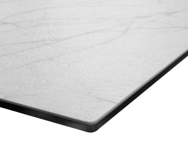 Dining Table Aurora Ceramic White Square Frame Slim Steel 200-300cm