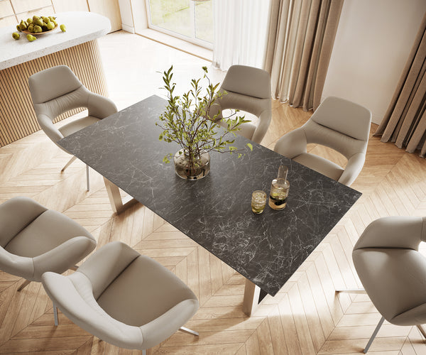 Dining Table Aurora Ceramic Anthracite Square Frame Steel 200-300cm