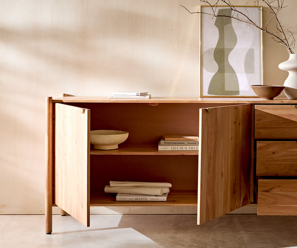 Sideboard Caius 175cm Acacia Wood Aura 2 Doors 3 Drawers