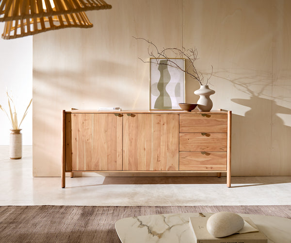 Sideboard Caius 175cm Acacia Wood Aura 2 Doors 3 Drawers