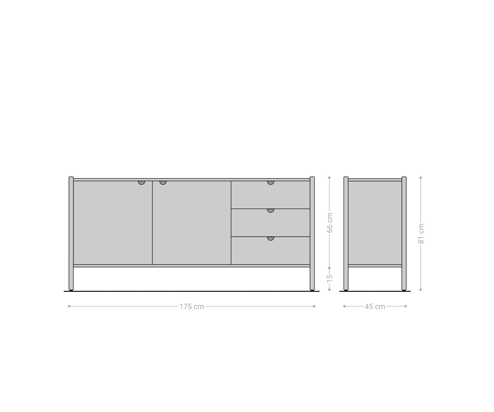 Sideboard Caius 175cm Acacia Wood Aura 2 Doors 3 Drawers