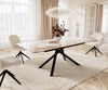 Dining Table Aurora Extendable Ceramic 180-220cm Beige Cross Frame Black