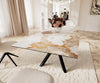 Dining Table Aurora Extendable Ceramic 180-220cm Beige Cross Frame Black