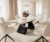 Dining Table Aurora Extendable Ceramic 180-220cm Beige W Frame Black