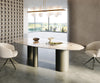 Dining Table Aurora Oval Ceramic 280cm Beige Column Frame Titanium