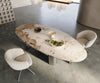 Dining Table Aurora Oval Ceramic 280cm Beige Pillar Frame Brushed