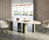 Dining Table Aurora Oval Ceramic 280cm Beige Pillar Frame Titanium