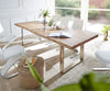 Dining Table Olympus Live Edge Acacia Wood Natural Square Frame Slim Steel 140-300cm