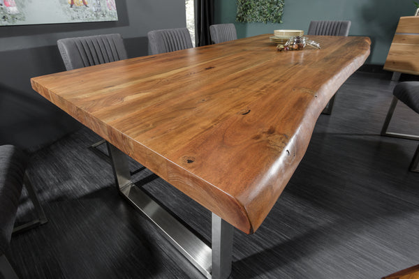 Dining Table Monolith 220cm Acacia Wood Honey 60mm Top