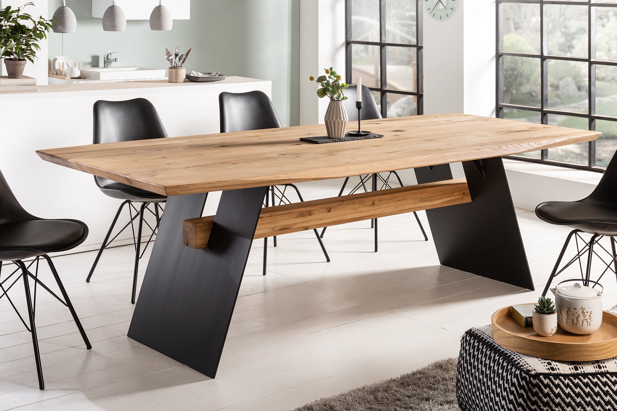 Dining Table Grande 200cm Wild Oak Wood Natural