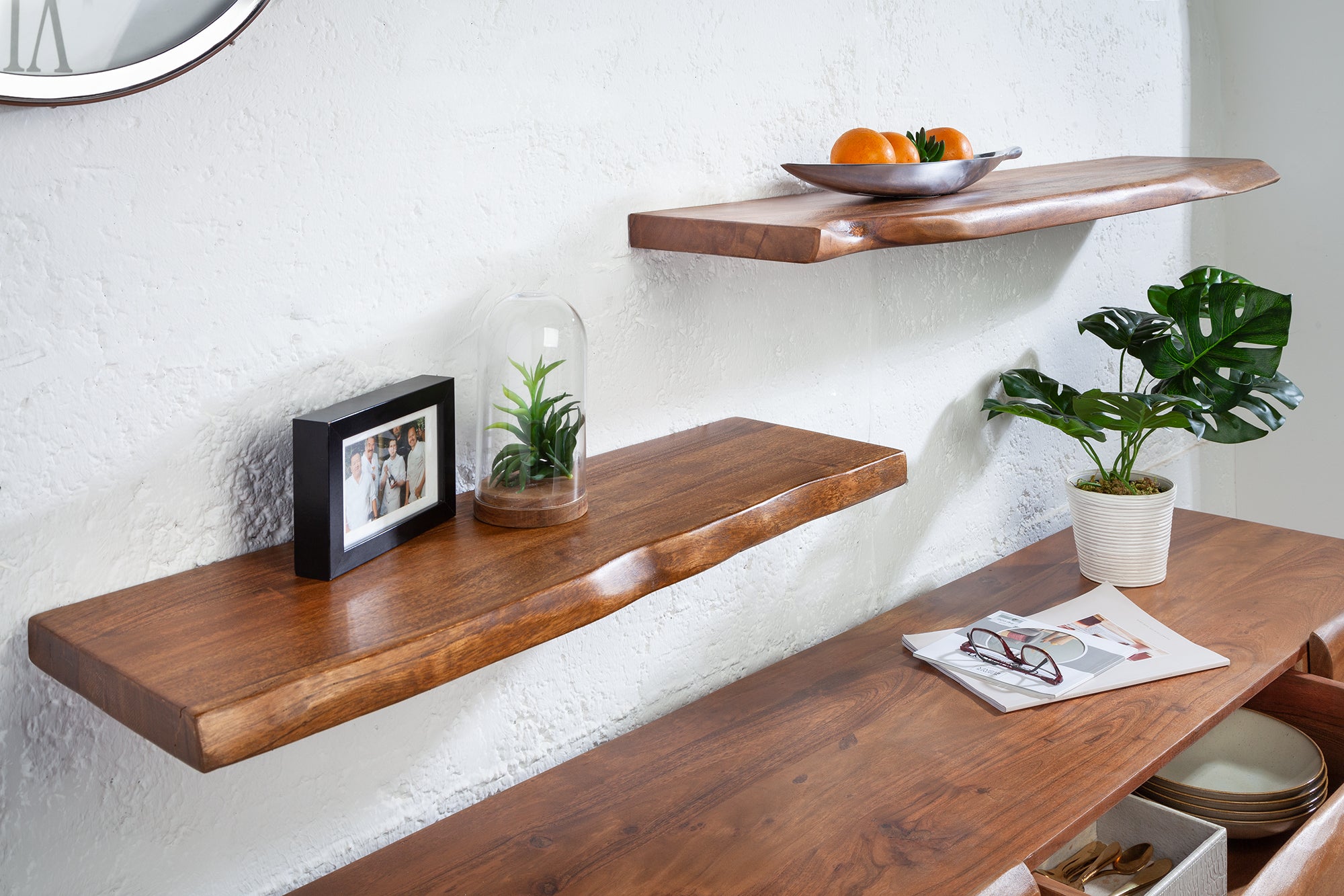 Wall Shelf Monolith 80cm Acacia Wood Honey