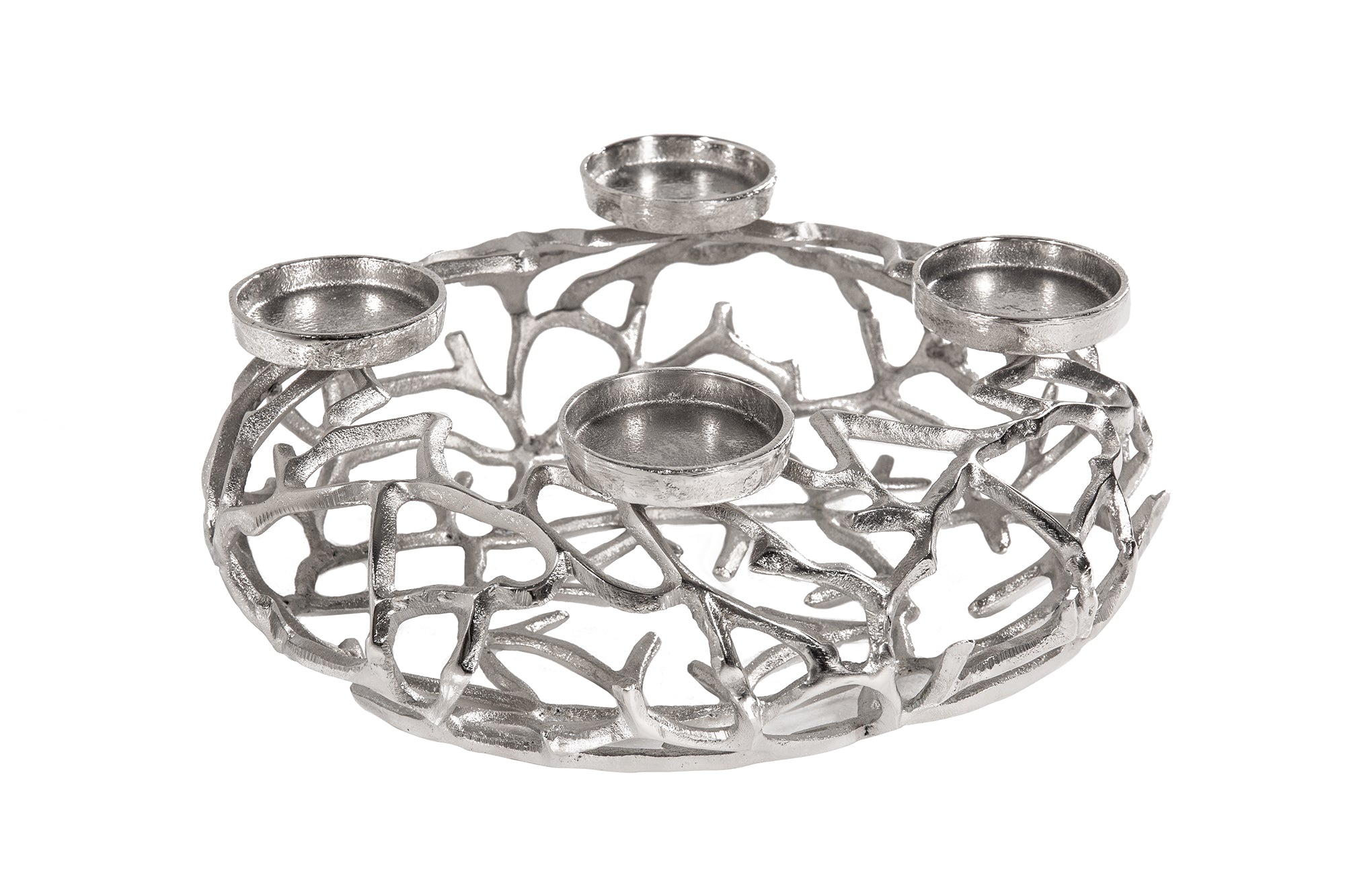 Candle Holder Abstract 38cm Silver