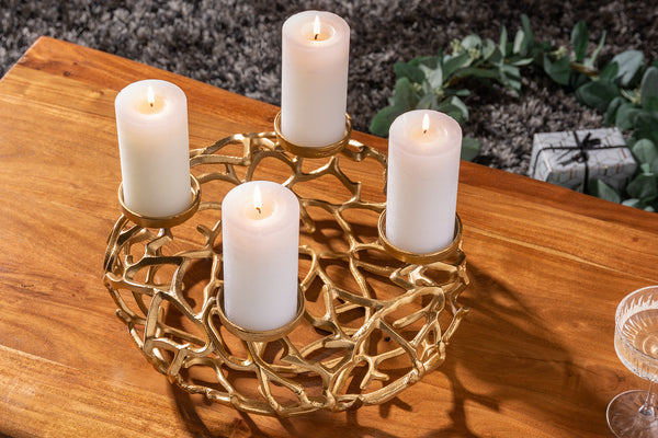 Candle Holder Abstract 38cm Gold