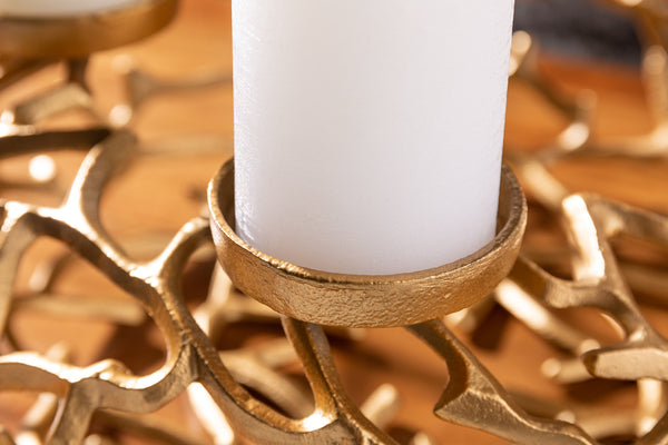 Candle Holder Abstract 38cm Gold