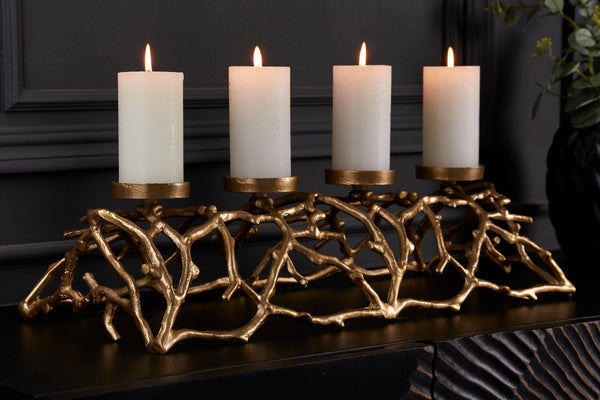 Candle Holder Abstract 60cm Gold For 4 Candles