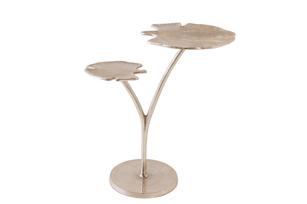 Side Table Ginkgo Double 56cm Silver Aluminium