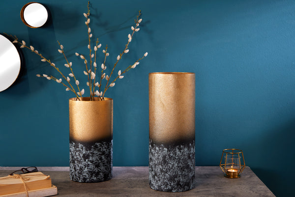 Decorative Vase Abstract 41cm Gold Metal Patina